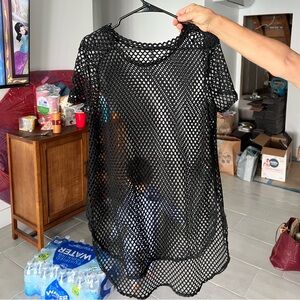 Black Mesh Bikini Cover Up